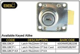 BBL Cupboard Locks Latch 19x22mm