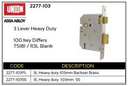 Union 3-Lever Heavy Duty Lock 103mm