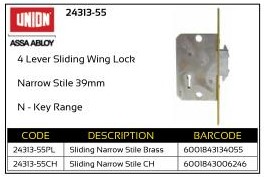 Union 4-Lever Sliding Wing Lock