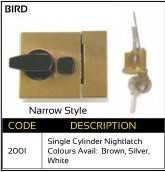 Single Cylinder Night Latch Narrow Style