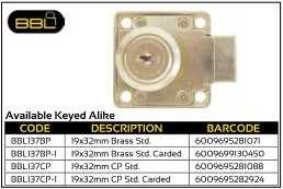 BBL Cupboard Locks 19x33mm