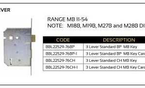 BBL Mortice Lock-3 Lever Range MB 11-54