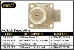 BBL Cupboard Locks 19x22mm