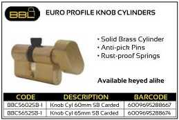BBL Euro Profile Knob Cylinders SB Carded