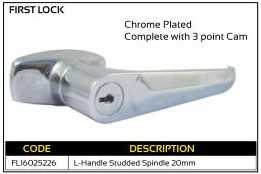 First Lock L-Handle Studded Spindle 20mm