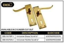 BBL Handle Victorian Brass Scroll 6 inch