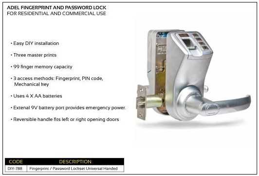 ADEL Fingerprint and Password Lock