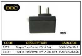 BBL Plug In Transformer 16V