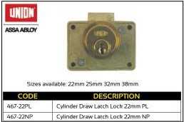 Cupboard Lock Cylinder Draw Latch Lock