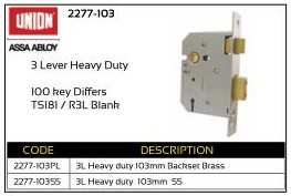 Union 3-Lever Heavy Duty Lock 103mm