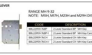 BBL Mortice Lock-2 Lever Range MH 9-32